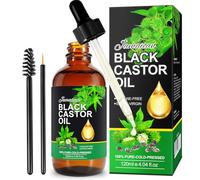 Jamaican Black Castor Oil, Organic Castor Oil 100% Pure Cold Pressed Body Massage Black Castor Oil Essential Oils for Body Face & Skin, Eyebrows Growth, Hair Nourishing, Skin Moisturizer, 120ml