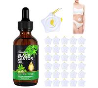 Jamaican Black Castor Oil - Pure Cold Pressed Essential Oil for Body/Face/Skin - Includes 60ml Bottle & 30 Disposable Cotton Packs in Star Shape