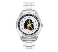 Jamaican Black Women Watches for Men Business Dress Watch Stainless Steel Band Wristwatch