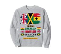 Jamaican British Ghanaian Flag Outfit Idea For Women Ghana Sweatshirt