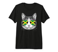 Jamaican Cat Jamaica Flag Funny Pride Roots Premium T-Shirt