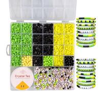 Jamaican Clay Beads Bracelets Making Kit - I Love Jamaica Party Supplies - Jamaica Independence Day DIY Art Craft Jewelry Making Set with Assorted Beads - 1 Box, Yellow, Green and Black