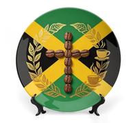 Jamaican Coffee Decorative Plate with Display Stand Ceramic Art Crafts Ornaments for Home Office Wall Decor