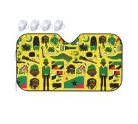 Jamaican Elements Car Windscreen Sun Shade Aluminum Foil Front Windshield Heat Shield for Car SUV M
