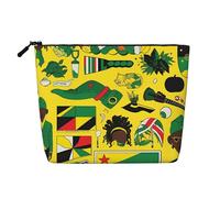 Jamaican Elements Fake Hemp Makeup Bag Large Capacity Travel Organizer for Business Trip and Daily Use