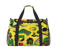 Jamaican Elements Hand Travel Bag.Fashionable Design, Large Storage Capacity, Suitable For Business Trips And Short Trips., Black, One Size