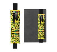 Jamaican Elements Leather Pen Holder Bookmark: Suitable for Notebooks, Diaries, Calendars, Tablet Cases, Reading, Working, etc.