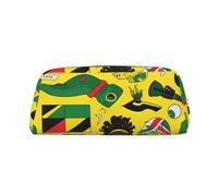 Jamaican Elements Print Pencil Case, Pencil Pouch with Zipper, Portable Stationery Organizer pencil bag - Office Travel, Silver, One Size, Art Deco