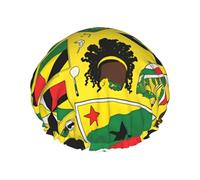 Jamaican Elements Print Shower Cap - Reusable, Double Layer, Breathable, Quick-Dry, Perfect for Home, Spa, Hotel, and Travel