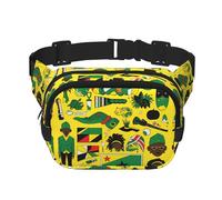 Jamaican Elements Square Double-Layer Waist Bag for Outdoor Activities Such as Sports, Travel, Hiking, Cycling