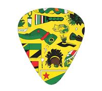 Jamaican elements the 12-piece guitar picks include three picks: thin, medium and heavy. suitable for electric, acoustic and bass guitars of all strengths