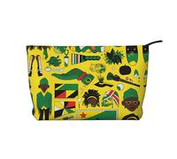 Jamaican Elements Women's corduroy cosmetic bag, portable zipper hand-held wallet, suitable for travel and daily storage of cosmetics,