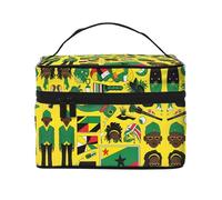 Jamaican Elements Women's Large Capacity Makeup Bag, Portable Travel Makeup Bag, (9x6.5x6.2 inches) Girls Large Makeup Bag Storage Bag