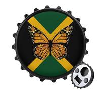 Jamaican Flag Butterfly Magnetic Beer Bottle Opener Funny Fridge Sticker for Refrigerator Decor Black-Style