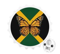 Jamaican Flag Butterfly Magnetic Beer Bottle Opener Funny Fridge Sticker for Refrigerator Decor White-Style