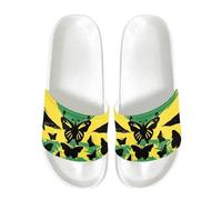 Jamaican Flag Butterfly Women's Open Toe Slide Sandals Summer Slip-on House Shoes Anti-slip Beach Spa Flip Flops