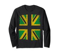 Jamaican flag colours on British Union Jack - Jamaica Roots Long Sleeve T-Shirt
