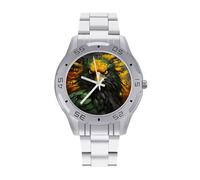 Jamaican Flag Ea-gle Quartz Wrist Watch Stainless Steel Watches for Men Women Easy to Read