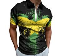 Jamaican Flag Eagle Men's Polo Shirts Short Sleeve Golf Tennis T-Shirt Casual Work Tee Tops M