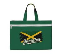 Jamaican Flag Elements Print Canvas Tote Document Office Shopping Commuting Business Trips Storage File Bag