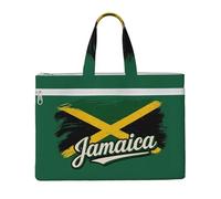 Jamaican Flag Elements Print Large Capacity Canvas Tote File Bag Business Office Supplies Work Travel Shopping