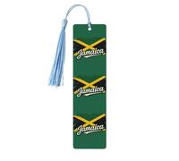 Jamaican Flag Elements Print Reading Page Markers Wooden Bookmarks, 5pcs Wood Bookmarks with Tassels, Gifts for Men Women