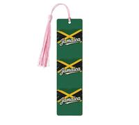 Jamaican Flag Elements Print Reading Page Markers Wooden Bookmarks, 5pcs Wood Bookmarks with Tassels, Gifts for Men Women