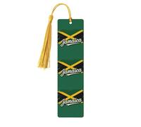 Jamaican Flag Elements Print Reading Page Markers Wooden Bookmarks, 5pcs Wood Bookmarks with Tassels, Gifts for Men Women