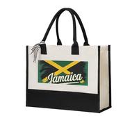 Jamaican Flag Elements Print Women Canvas Tote Bag Large Capacity Birthday For Beach Shopping Travel Office Gift