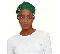 Jamaican Flag Elements Printed Women Turban Headscarf Hat, Elastic Pre-Tied Sleep Cap for Work Outdoor Daily