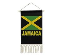 Jamaican Flag Funny Wall Hanging Poster Cotton Linen Art Painting with Tassels for Home Office Decor