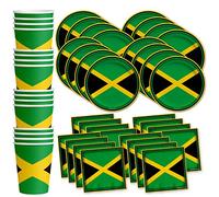 Jamaican Flag Jamaica Birthday Party Supplies Set Plates Napkins Cups Tableware Kit for 16