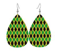 Jamaican Flag Leather Earrings For Women Dangle Earring Drop Pendant With Hook Gifts For Adult Girl
