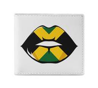 Jamaican Flag Lip Billfold Wallet Leather Purse Cute Card Holder Clutch for Business Travel