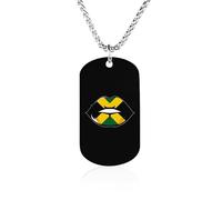 Jamaican Flag Lip Memorial Necklace Titanium Steel Rectangle Tag Chain Pendant Jewelry Gift
