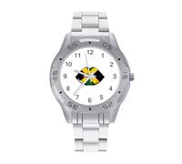 Jamaican Flag Lip Men's Watches Stainless Steel Watch Strap Analog Quartz Watch Business Wristwatches