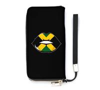 Jamaican Flag Lip Slim Wallet for Women Long Purse Cute Clutch Wristlet Handbag Card Holders