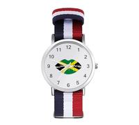 Jamaican Flag Lip Sport Watch for Men Women Nylon Strap Wrist Watch Analog Quartz Watch
