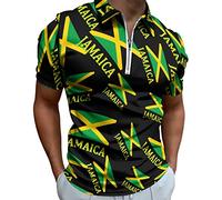 Jamaican Flag Men's Polo Shirts Short Sleeve Golf Tennis T-Shirt Casual Work Tee Tops L