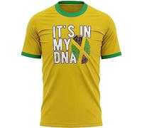 Jamaican Flag Mens T Shirt Jamaica Its in My DNA Football Supporter World Top Tee, 3XL, Yellow/Green