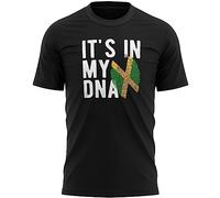 Jamaican Flag Mens T Shirt Jamaica Its in My DNA Football Supporter World Top Tee, L, Black
