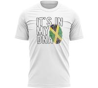 Jamaican Flag Mens T Shirt Jamaica Its in My DNA Football Supporter World Top Tee, S, White