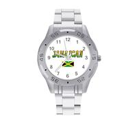 Jamaican Flag Men's Watches Stainless Steel Watch Strap Analog Quartz Watch Business Wristwatches