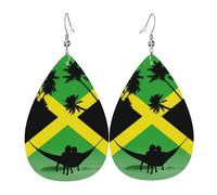 Jamaican Flag Nature Women Hook Earring Lightweight Earring Teardrop Shape Drop Earrings For Multiple Piercings Gift Wedding