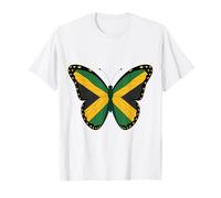 Jamaican Flag Patriot Butterfly Melanin Pride Nature Island T-Shirt