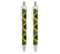 Jamaican Flag Vintage Funny Ballpoint Pen Printed Retractable Black Round Barrel Fine Point Pens 0.5mm 2 PCS AS PIC 1