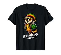 Jamaican Grumpy Owl Jamaica Flag Reggae Rasta T-Shirt