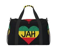 Jamaican Heart Print Ample Space Travel Duffle Bag Carry On Tote 19.7x13x10.2 in Stylish Tote for Gym
