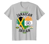 Jamaican Indian Roots Outfit Idea for Kids & India Flag T-Shirt, Youth, Silver Grey, X-Small