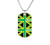 Jamaican Kingdom Flag Rectangle Memorial Necklace Personalized Metal Pendant Jewelry Gifts for Boyfriend Husband Dad 23.6in（60cm）